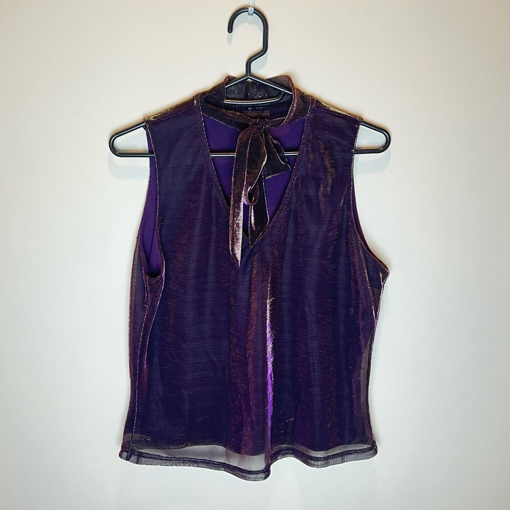 Purple/Gold Vintage Tie Neck Top